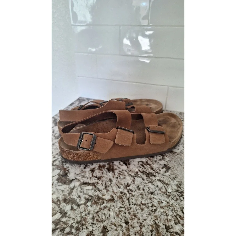 Birkenstock Milano Tobacco Brown Oiled Leather Sandals Mens EU 42 Regular
